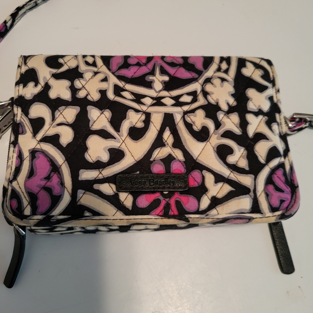 Vera Bradley Black and Pink Patterned 3 In 1 Crossbody